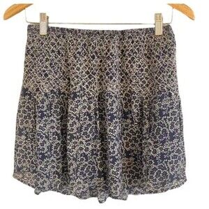 Ulla Johnson Boho Blue Beige Collette High Waist Smocked Floral Mini Skirt 8